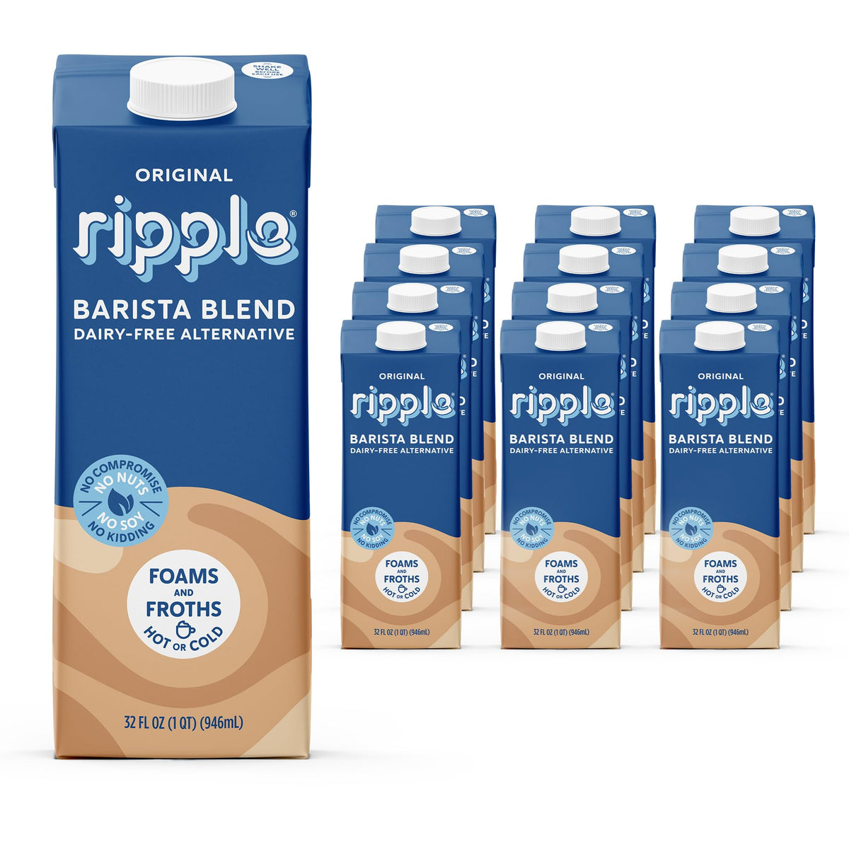 Ripple Kids Original Plant-Based Milk, 32 Fl Oz Cartons (Pack of 6)