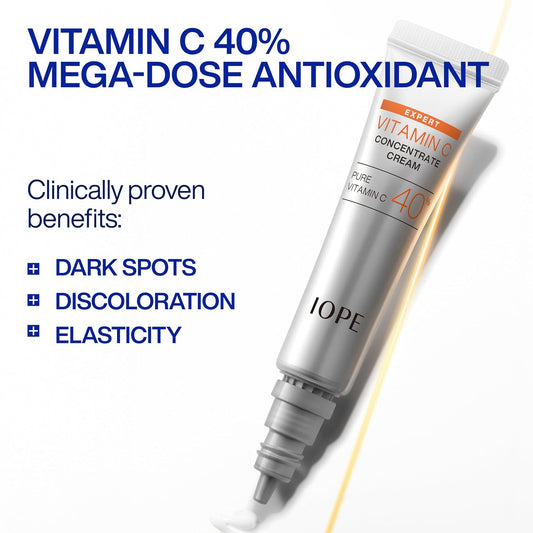 IOPE Expert Vitamin C 40% Concentrate Cream β High Potency Waterless Face Cream - Visibly Improvefs Dark Spots, Evens Tone, and Smooths Fine Lines - 0.67 fl. oz.