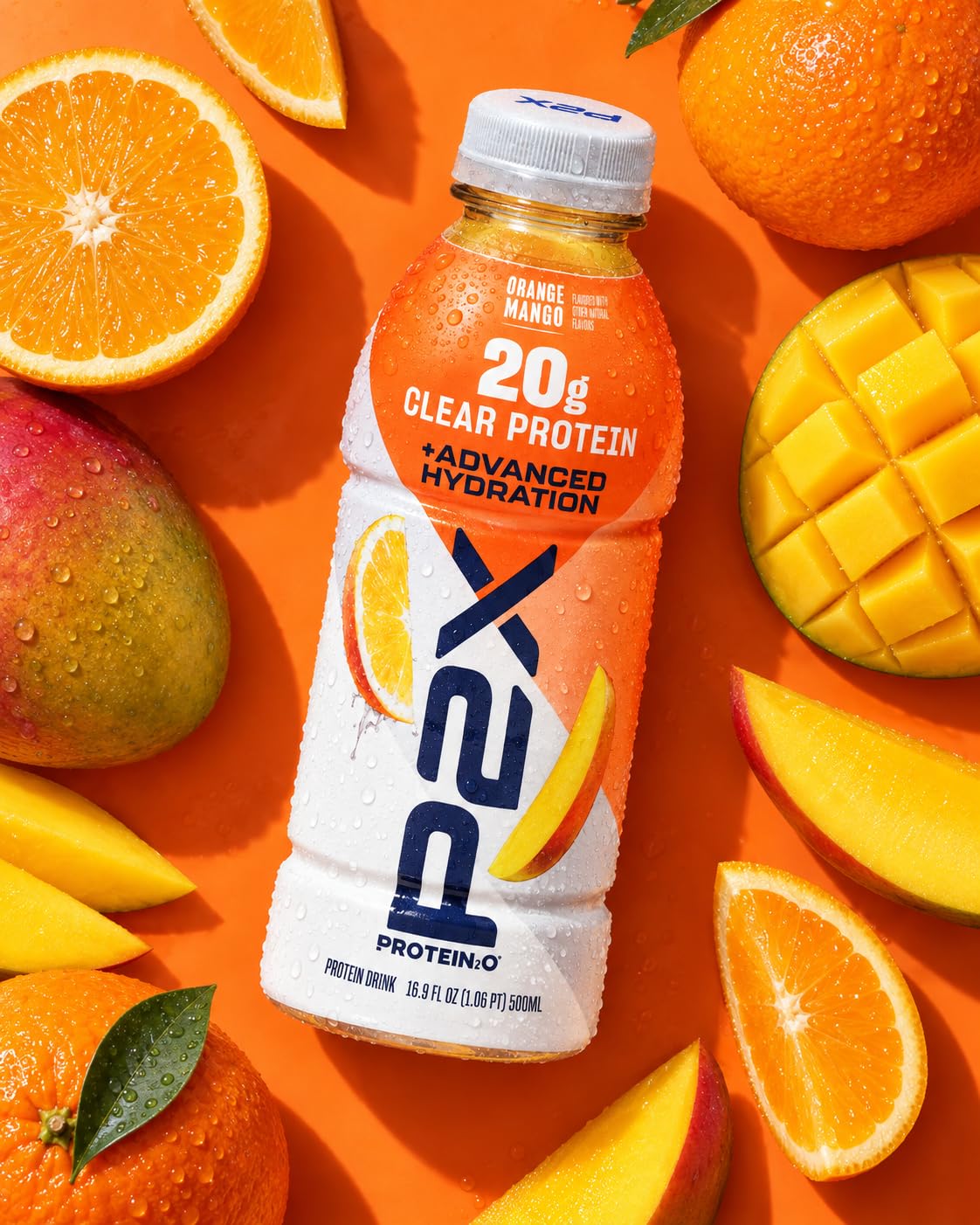 Protein2o P2X Advanced Hydration 20g Clear Protein Drink, 720mg of Electrolytes, 0g of Sugar - Post-Workout Recovery - 16.9 Fl Oz - 12 Count Orange Mango