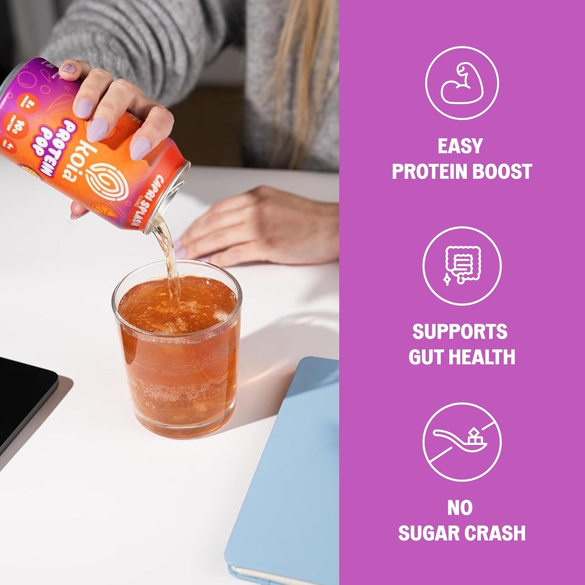 Koia Protein Pop, Clear, Plant-Based Protein, Capri Splash