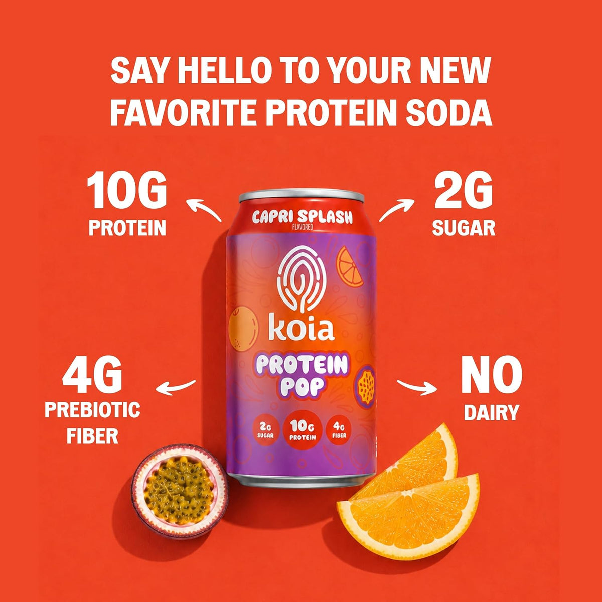 Koia Protein Pop, Clear, Plant-Based Protein, Capri Splash