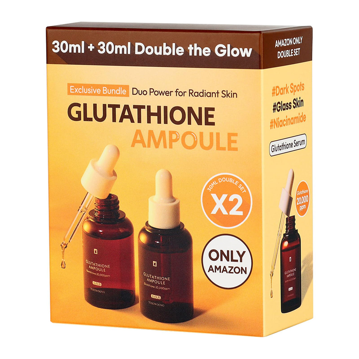 TOSOWOONG Glutathione Serum with 20,000ppm Glutathione, Niacinamide and hyaluronic acid, Dark Spot, Improve skin elasticity, Revitalize complexion, Korean Skincare, 30ml, 1.01 fl. oz.