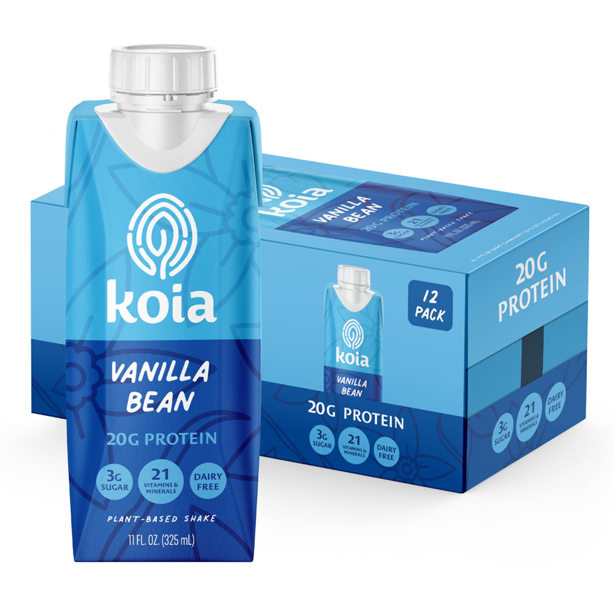 Koia Plant-Based Protein Shake, Cacao Bean, 11 Fl Oz (Pack of 12)
