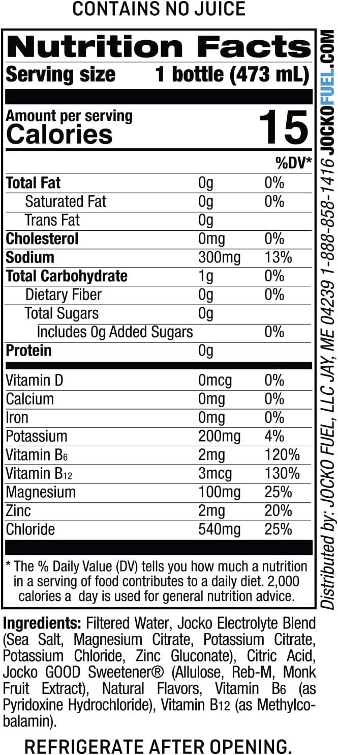 Jocko Fuel Hydrate Electrolytes Drink, Blue Raspberry, 16 oz | 12 Pack