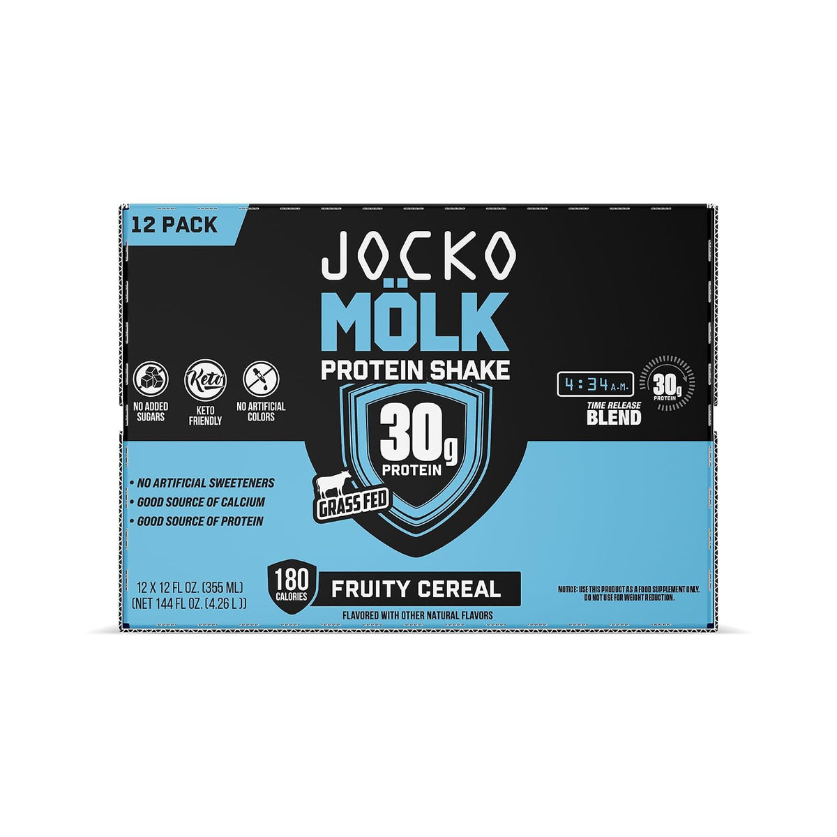 Jocko Fuel High Protein Shakes, Fruity Cereal, 12 fl oz | 12 Pack