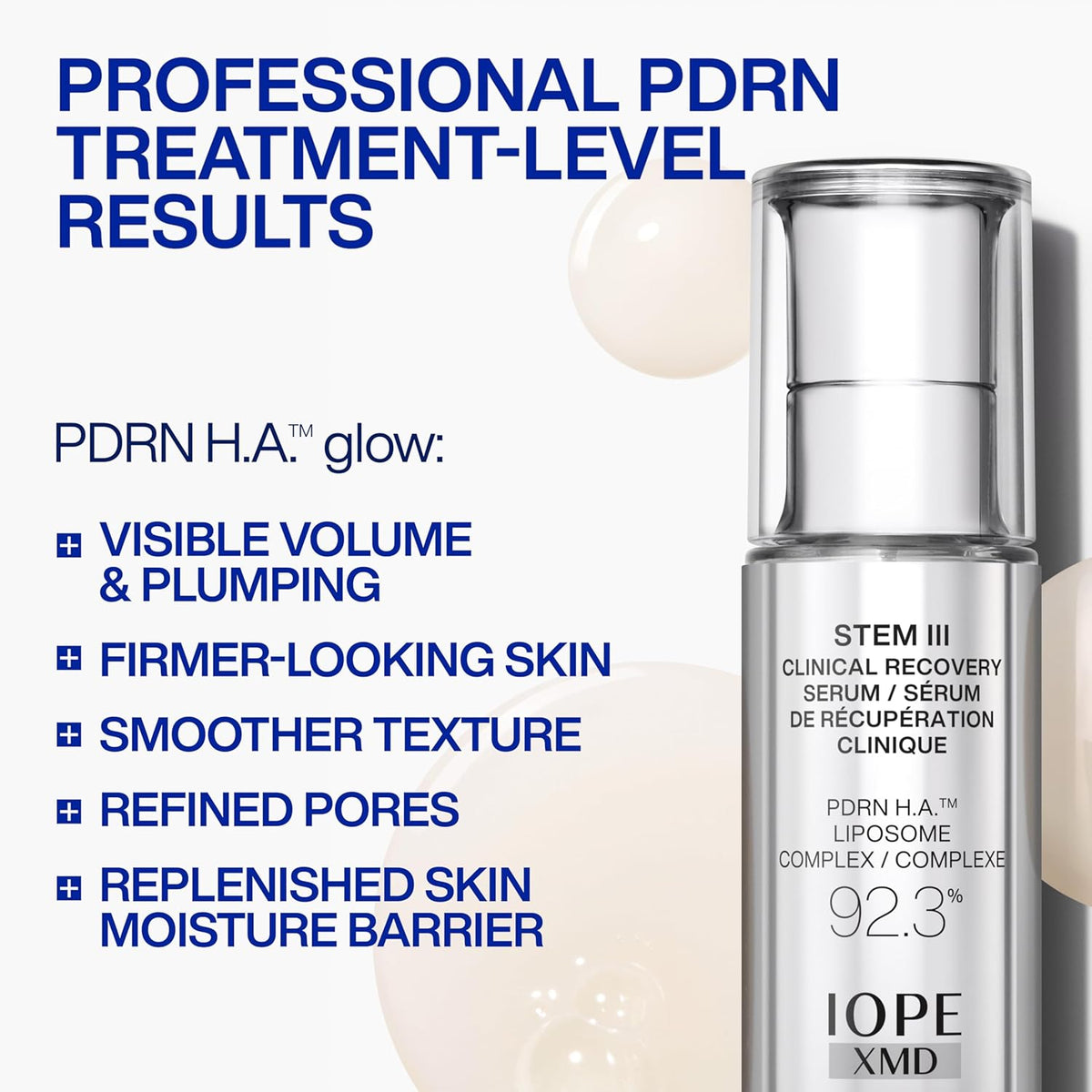 IOPE XMD Stem III Clinical Recovery Serum - Professional PDRN Treatment-Level Results - Visibly Firms, Plumps Volume, and Refines Pores - With Hyaluronic Acid - 1.01 fl. oz.