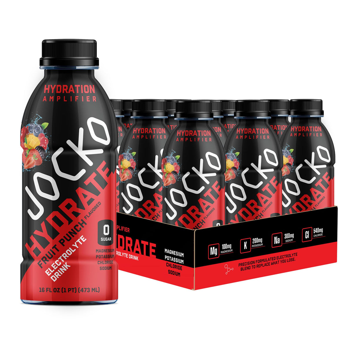 Jocko Fuel Hydrate Electrolytes Drink, Blue Raspberry, 16 oz | 12 Pack