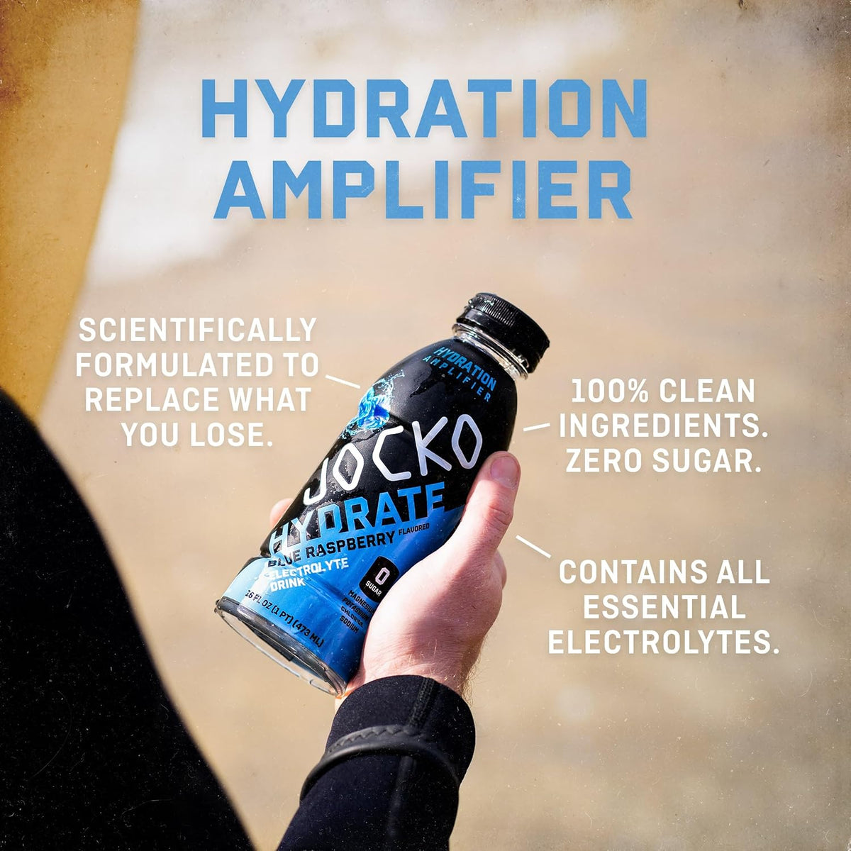 Jocko Fuel Hydrate Electrolytes Drink, Blue Raspberry, 16 oz | 12 Pack