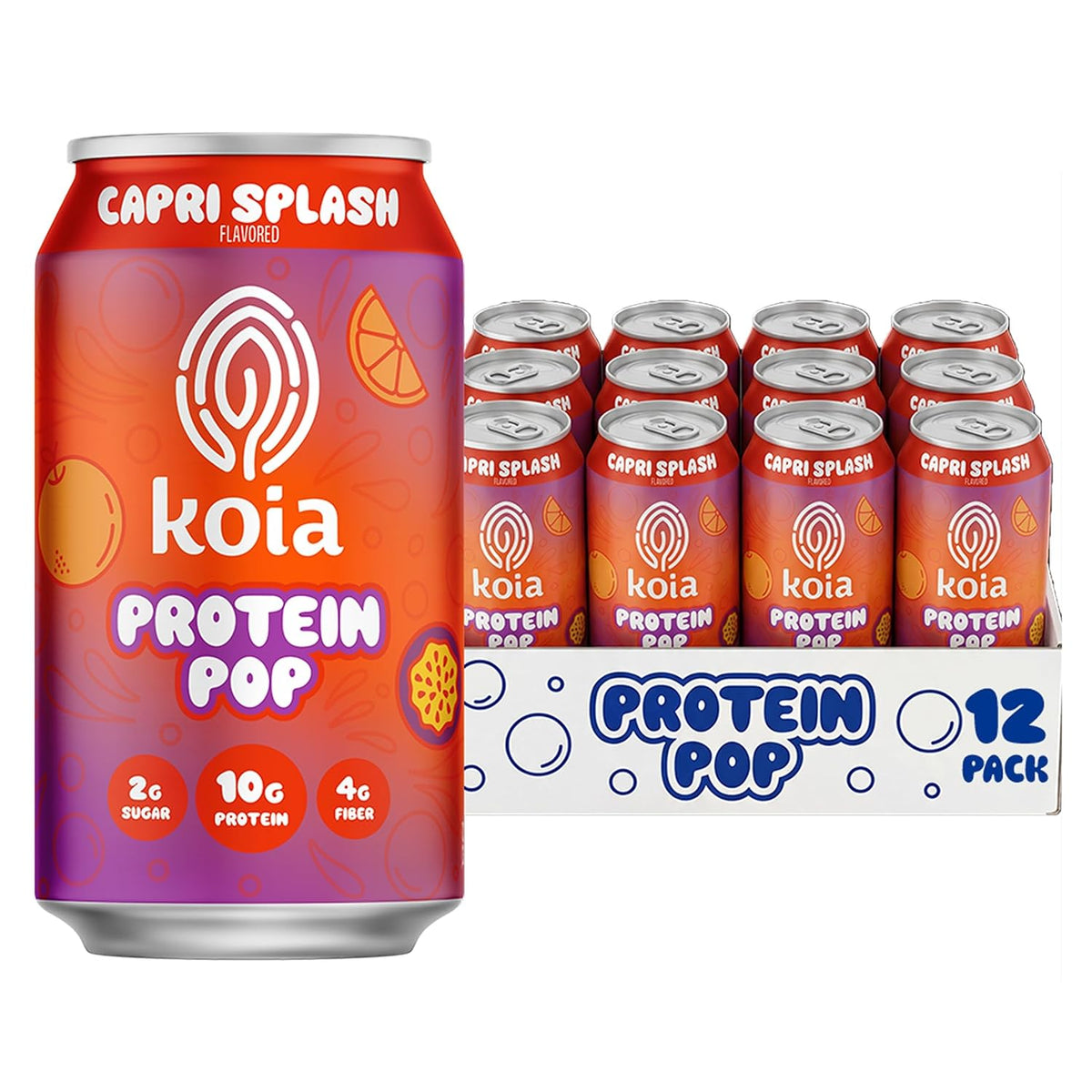 Koia Protein Pop, Clear, Plant-Based Protein, Capri Splash
