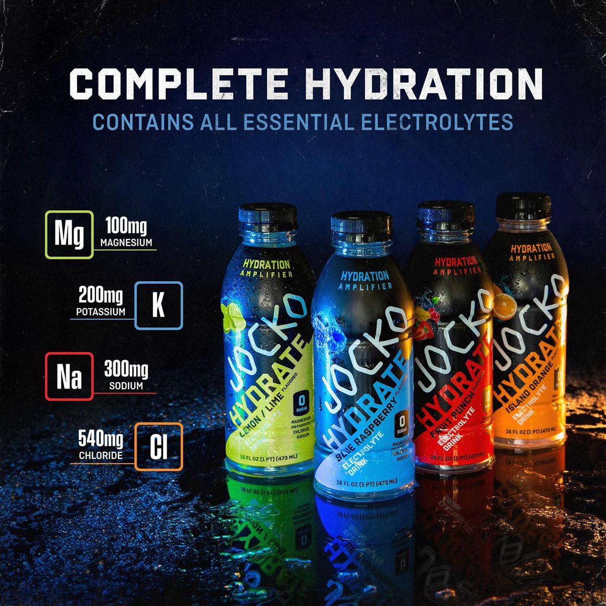 Jocko Fuel Hydrate Electrolytes Drink, Blue Raspberry, 16 oz | 12 Pack
